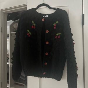 Black Cherry Embellished Women's Sweater